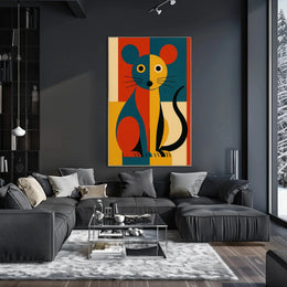 Stylized Vibrant Cat Art Print Abstract Artistic Poster PosterGoat