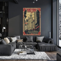 Stylized Vintage Los Angeles Art Deco Urban or Cityscape Poster PosterGoat
