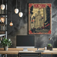 Stylized Vintage Los Angeles Art Deco Urban or Cityscape Poster PosterGoat