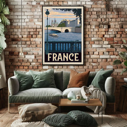 Stylized Vintage Parisian Scene Travel Poster PosterGoat