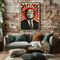Stylized Vintage Portrait with Red Sunburst Political or Propaganda Poster PosterGoat