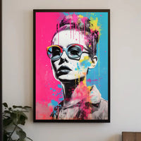 Stylized Woman with Oversized Sunglasses Pop Culture Poster PosterGoat