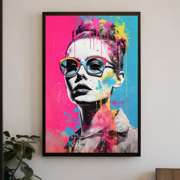 Stylized Woman with Oversized Sunglasses Pop Culture Poster PosterGoat