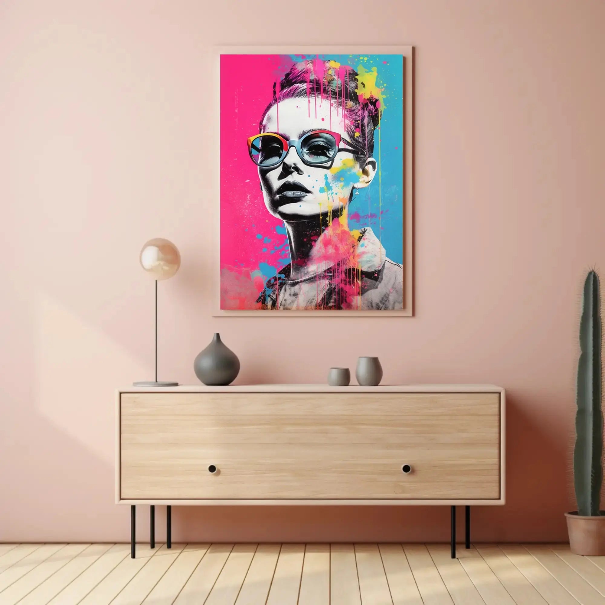 Stylized Woman with Oversized Sunglasses Pop Culture Poster PosterGoat