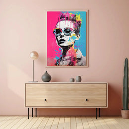 Stylized Woman with Oversized Sunglasses Pop Culture Poster PosterGoat