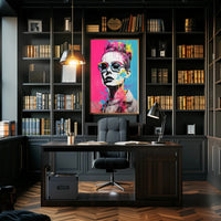Stylized Woman with Oversized Sunglasses Pop Culture Poster PosterGoat