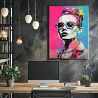 Stylized Woman with Oversized Sunglasses Pop Culture Poster PosterGoat