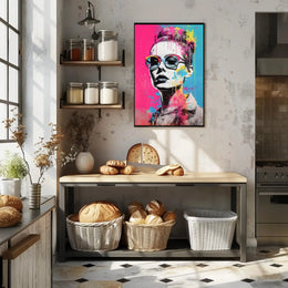 Stylized Woman with Oversized Sunglasses Pop Culture Poster PosterGoat