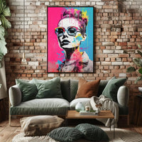 Stylized Woman with Oversized Sunglasses Pop Culture Poster PosterGoat