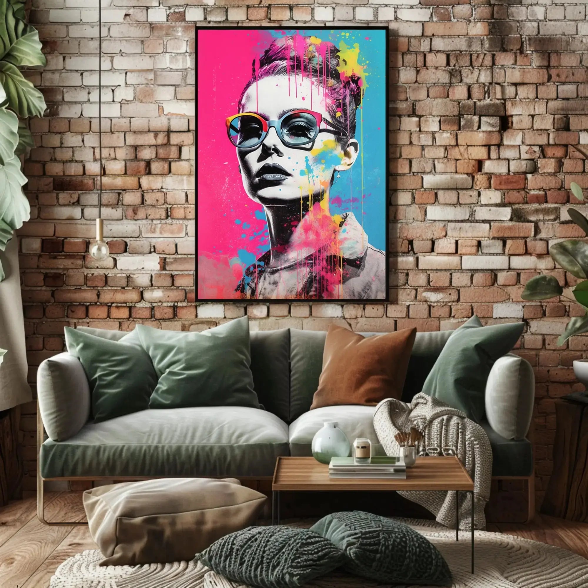 Stylized Woman with Oversized Sunglasses Pop Culture Poster PosterGoat