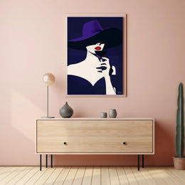 Stylized Woman with Red Lips Artistic Poster PosterGoat