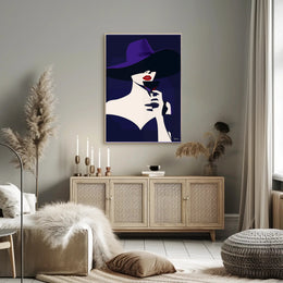 Stylized Woman with Red Lips Artistic Poster PosterGoat