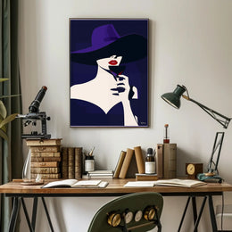Stylized Woman with Red Lips Artistic Poster PosterGoat