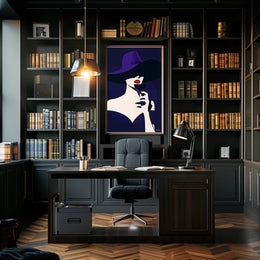 Stylized Woman with Red Lips Artistic Poster PosterGoat