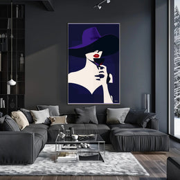 Stylized Woman with Red Lips Artistic Poster PosterGoat