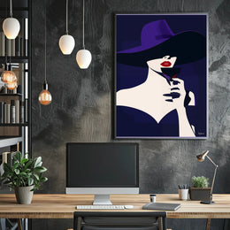 Stylized Woman with Red Lips Artistic Poster PosterGoat