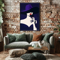Stylized Woman with Red Lips Artistic Poster PosterGoat