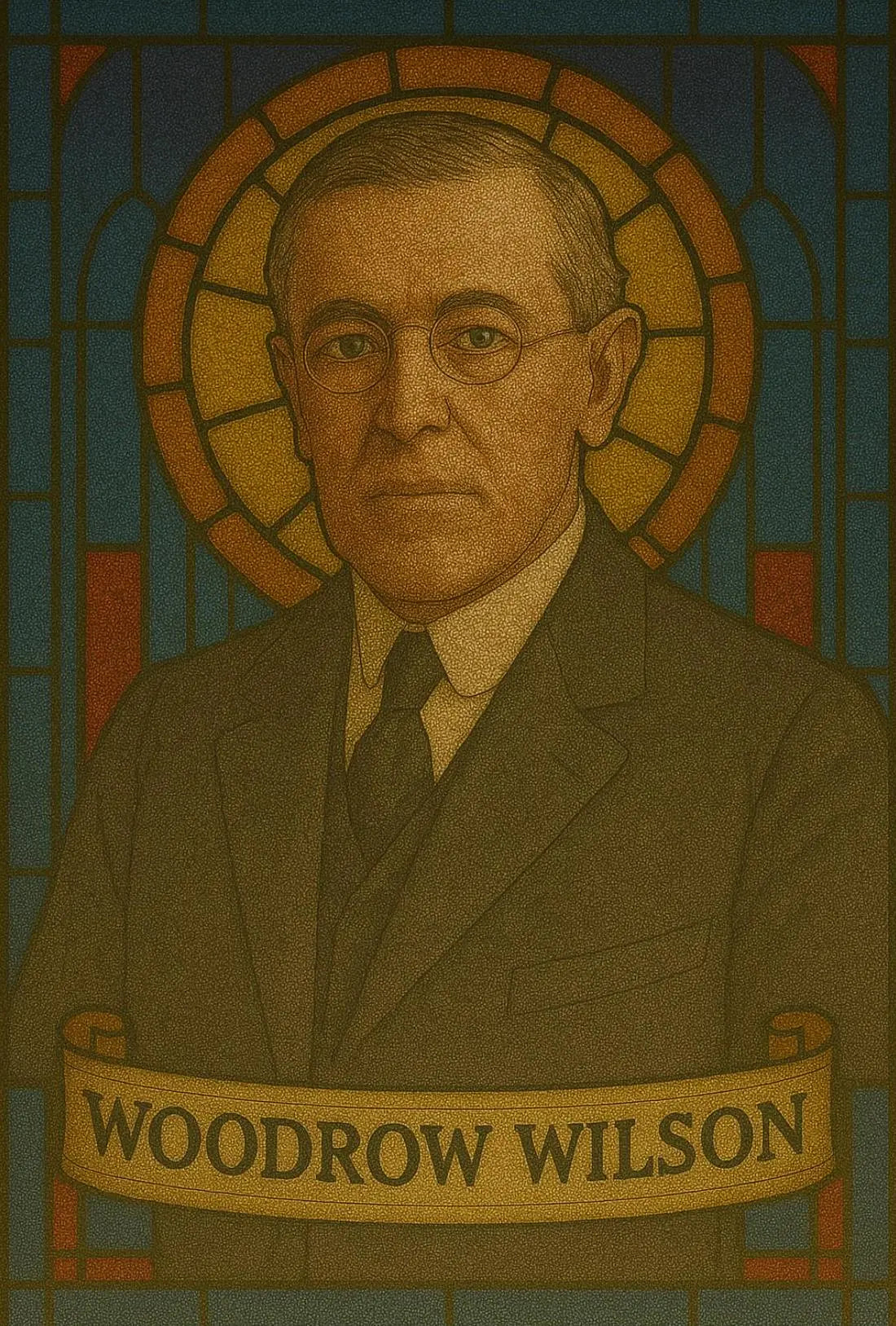 Stylized Woodrow Wilson Stained Glass Artistic Presidential Poster PosterGoat