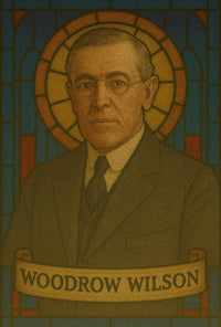 Stylized Woodrow Wilson Stained Glass Artistic Presidential Poster PosterGoat