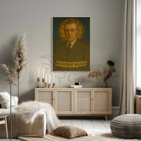Stylized Woodrow Wilson Stained Glass Artistic Presidential Poster PosterGoat