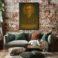 Stylized Woodrow Wilson Stained Glass Artistic Presidential Poster PosterGoat