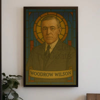 Stylized Woodrow Wilson Stained Glass Artistic Presidential Poster PosterGoat