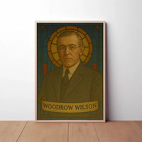 Stylized Woodrow Wilson Stained Glass Artistic Presidential Poster PosterGoat
