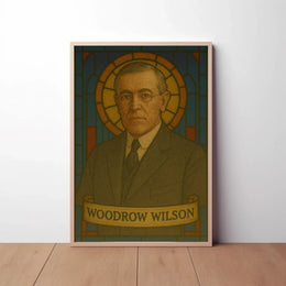Stylized Woodrow Wilson Stained Glass Artistic Presidential Poster PosterGoat