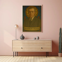 Stylized Woodrow Wilson Stained Glass Artistic Presidential Poster PosterGoat