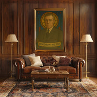Stylized Woodrow Wilson Stained Glass Artistic Presidential Poster PosterGoat