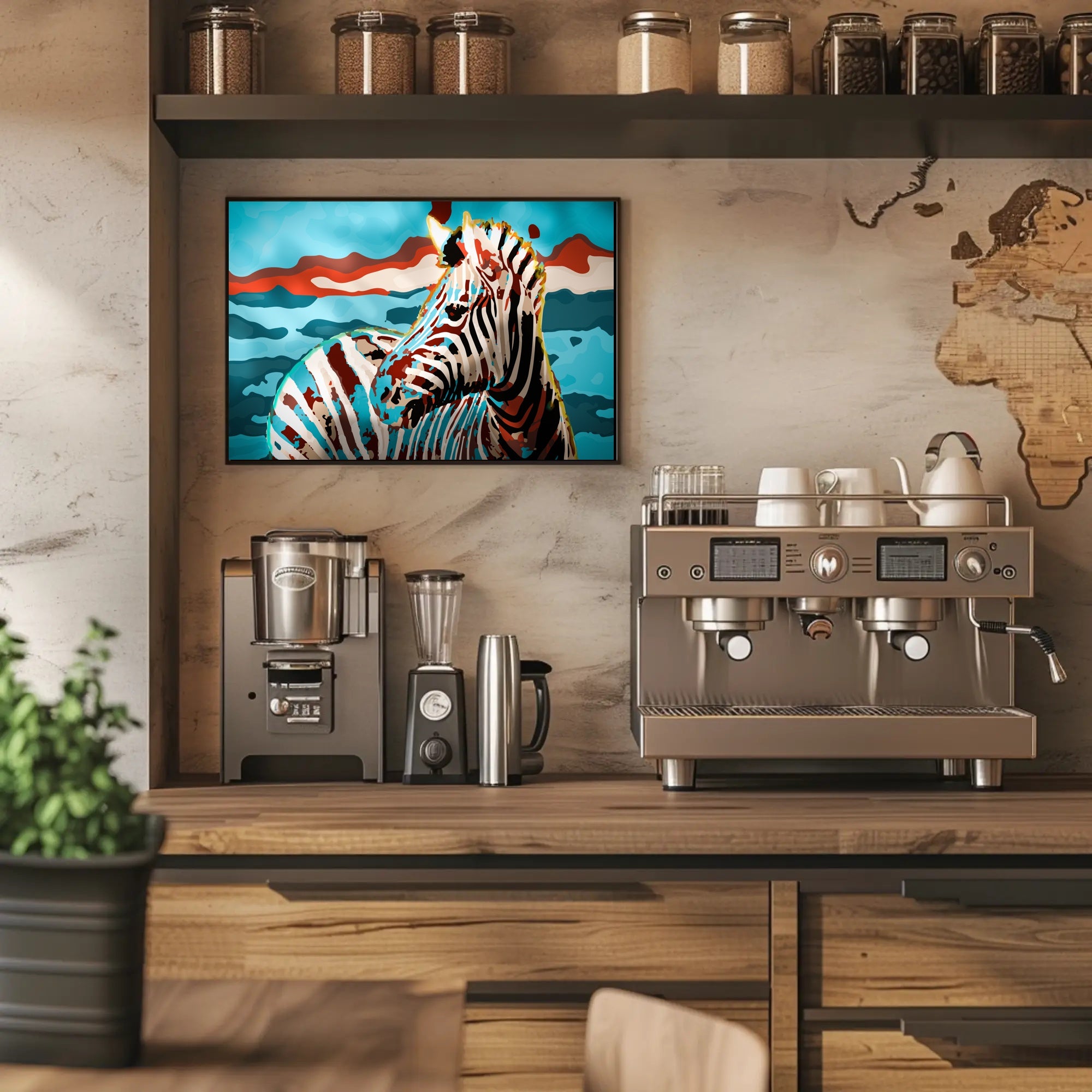 Stylized Zebra Abstract Animal Poster PosterGoat