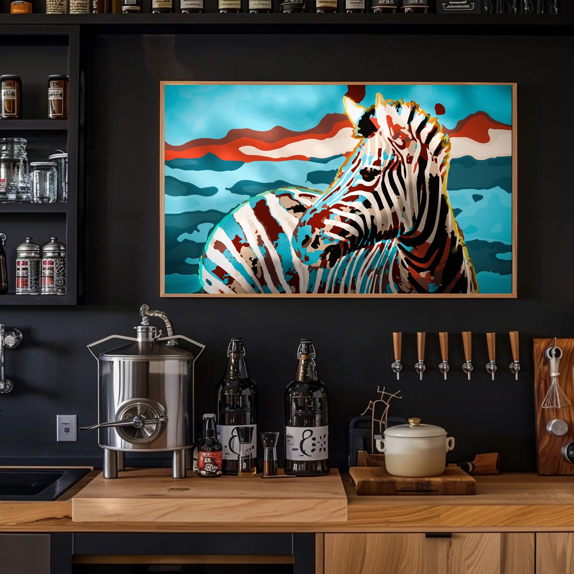 Stylized Zebra Abstract Animal Poster PosterGoat