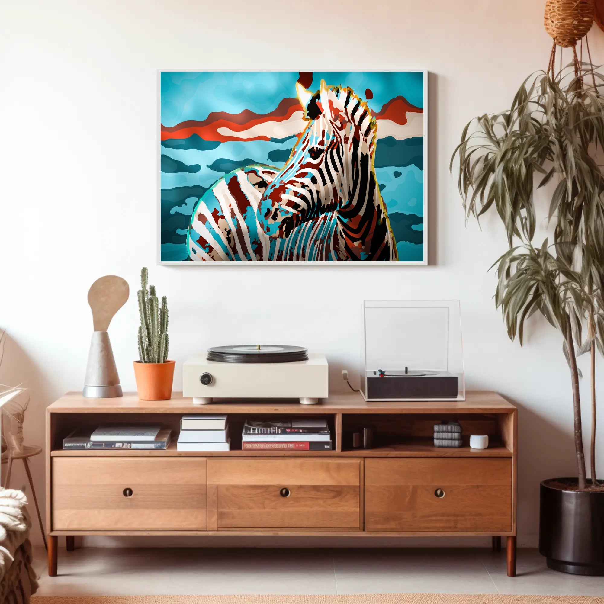 Stylized Zebra Abstract Animal Poster PosterGoat