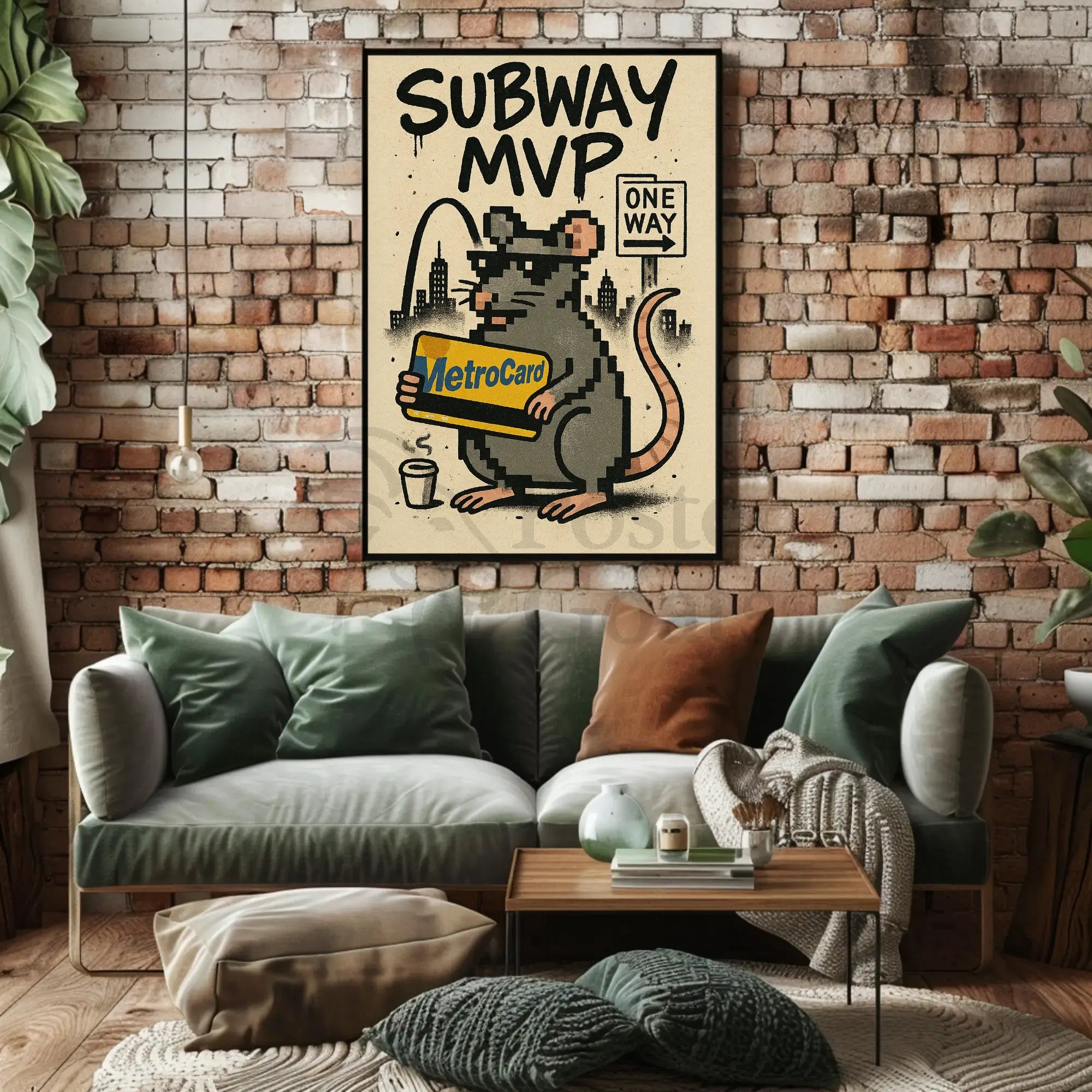 Subway MVP Pixelated Rat Urban Art Poster PosterGoat
