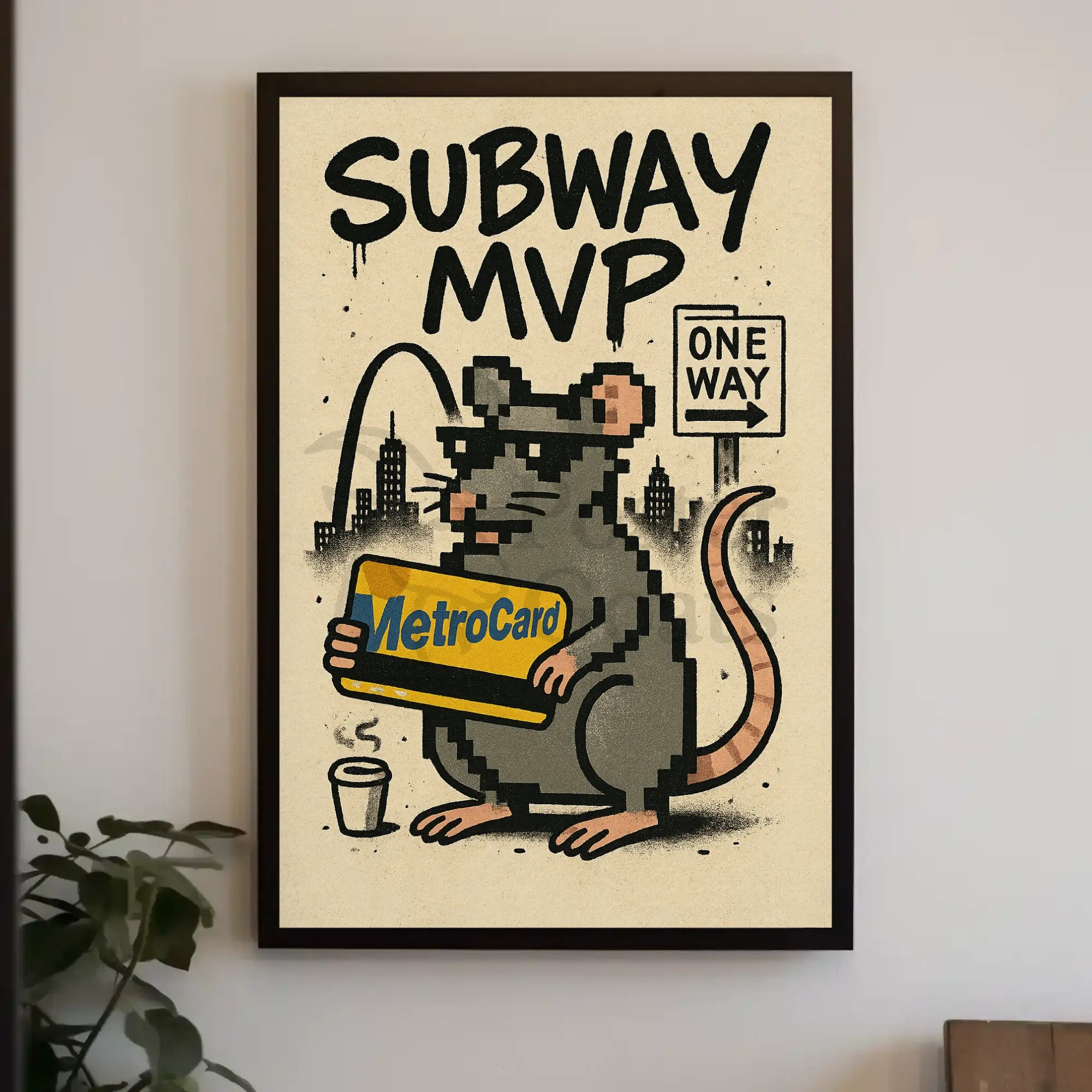 Subway MVP Pixelated Rat Urban Art Poster PosterGoat