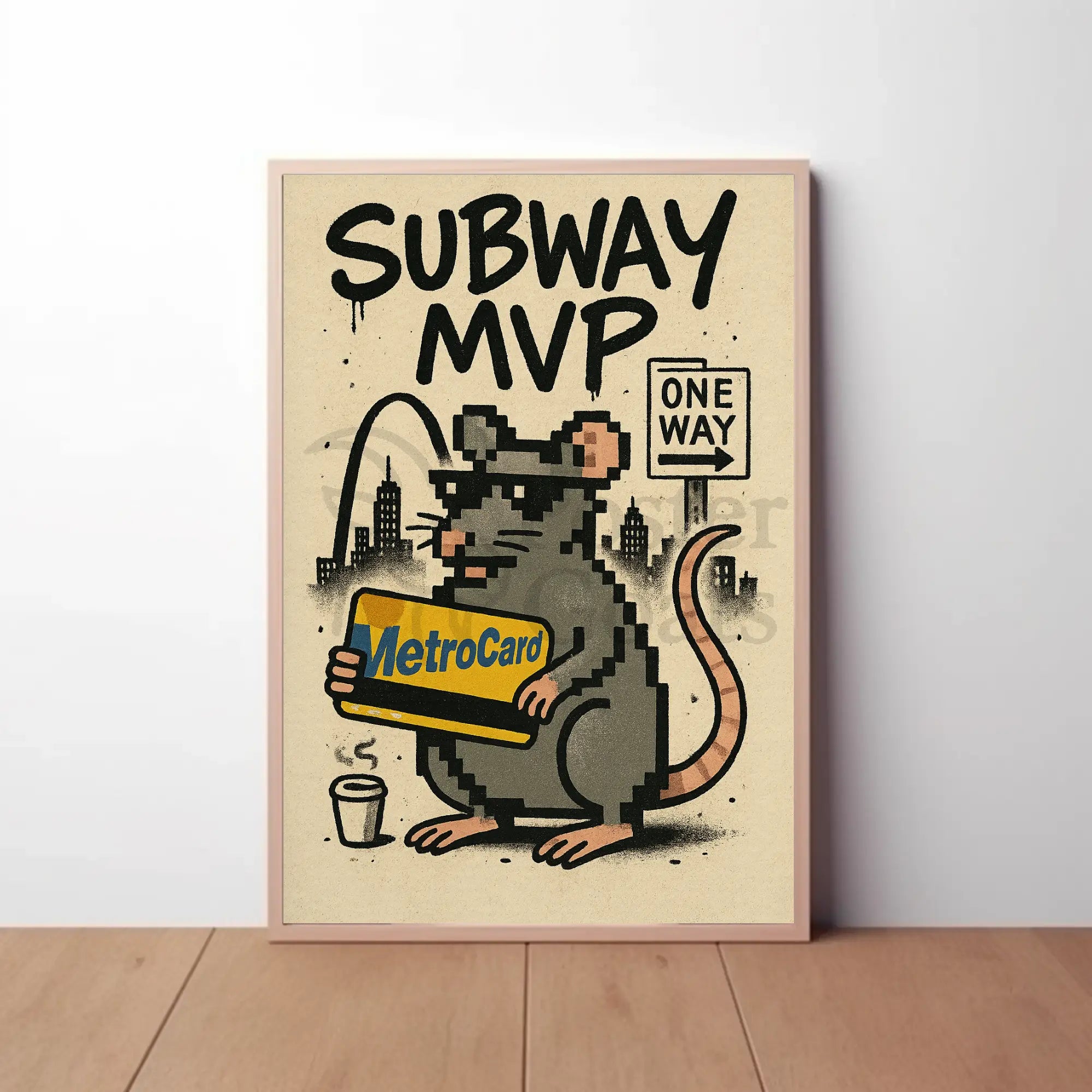 Subway MVP Pixelated Rat Urban Art Poster PosterGoat