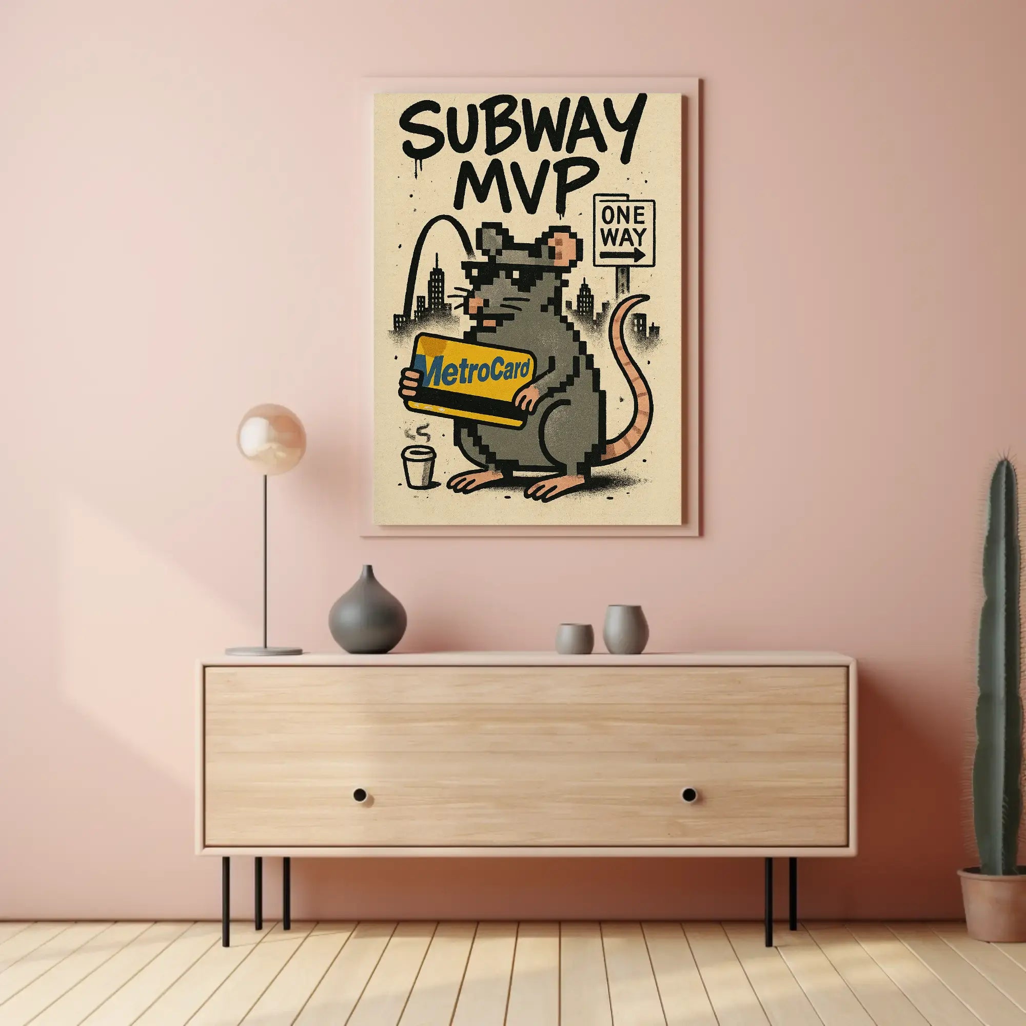 Subway MVP Pixelated Rat Urban Art Poster PosterGoat