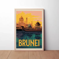 Sultan Omar Ali Mosque Vintage Travel Poster PosterGoat