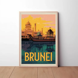 Sultan Omar Ali Mosque Vintage Travel Poster PosterGoat