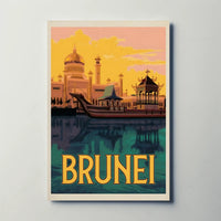 Sultan Omar Ali Mosque Vintage Travel Poster PosterGoat