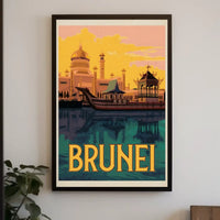 Sultan Omar Ali Mosque Vintage Travel Poster PosterGoat