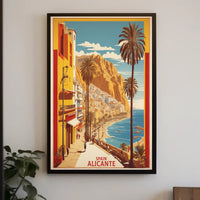 Sunny Alicante Coastal Vintage Travel Scene Poster PosterGoat