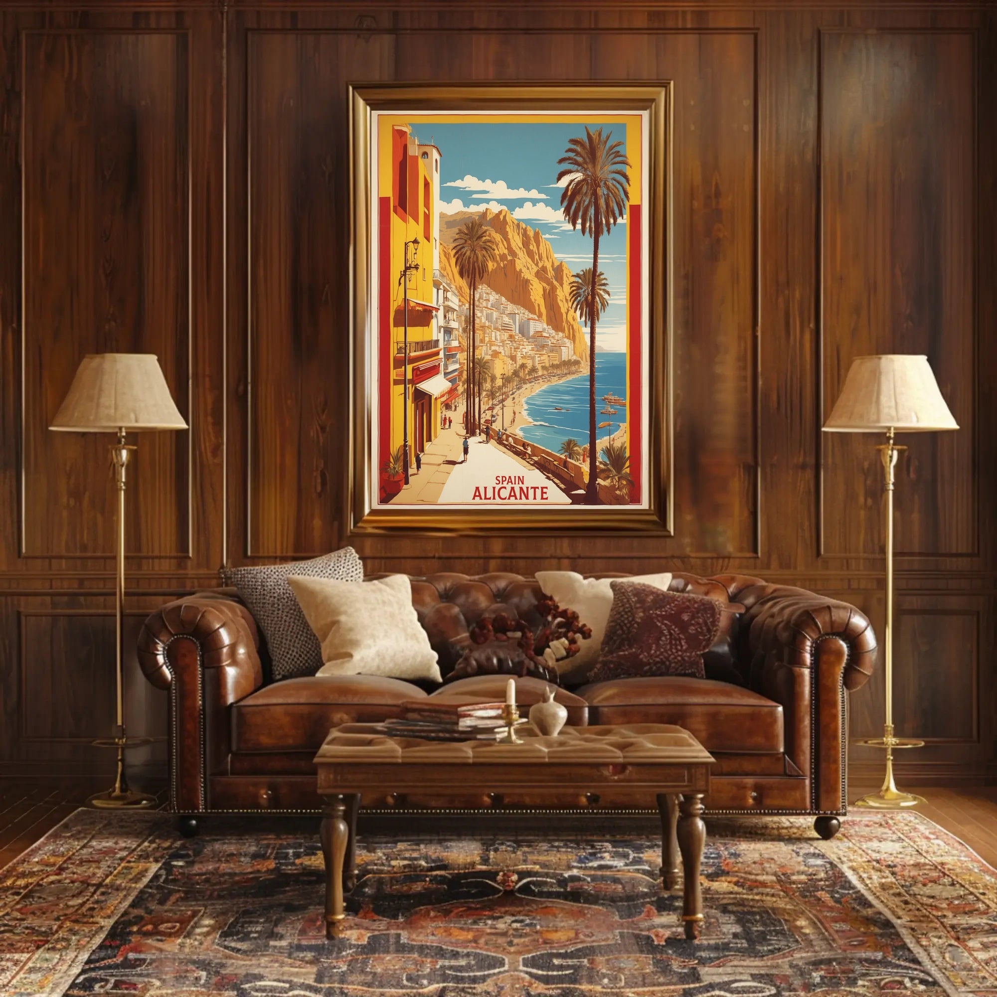 Sunny Alicante Coastal Vintage Travel Scene Poster PosterGoat