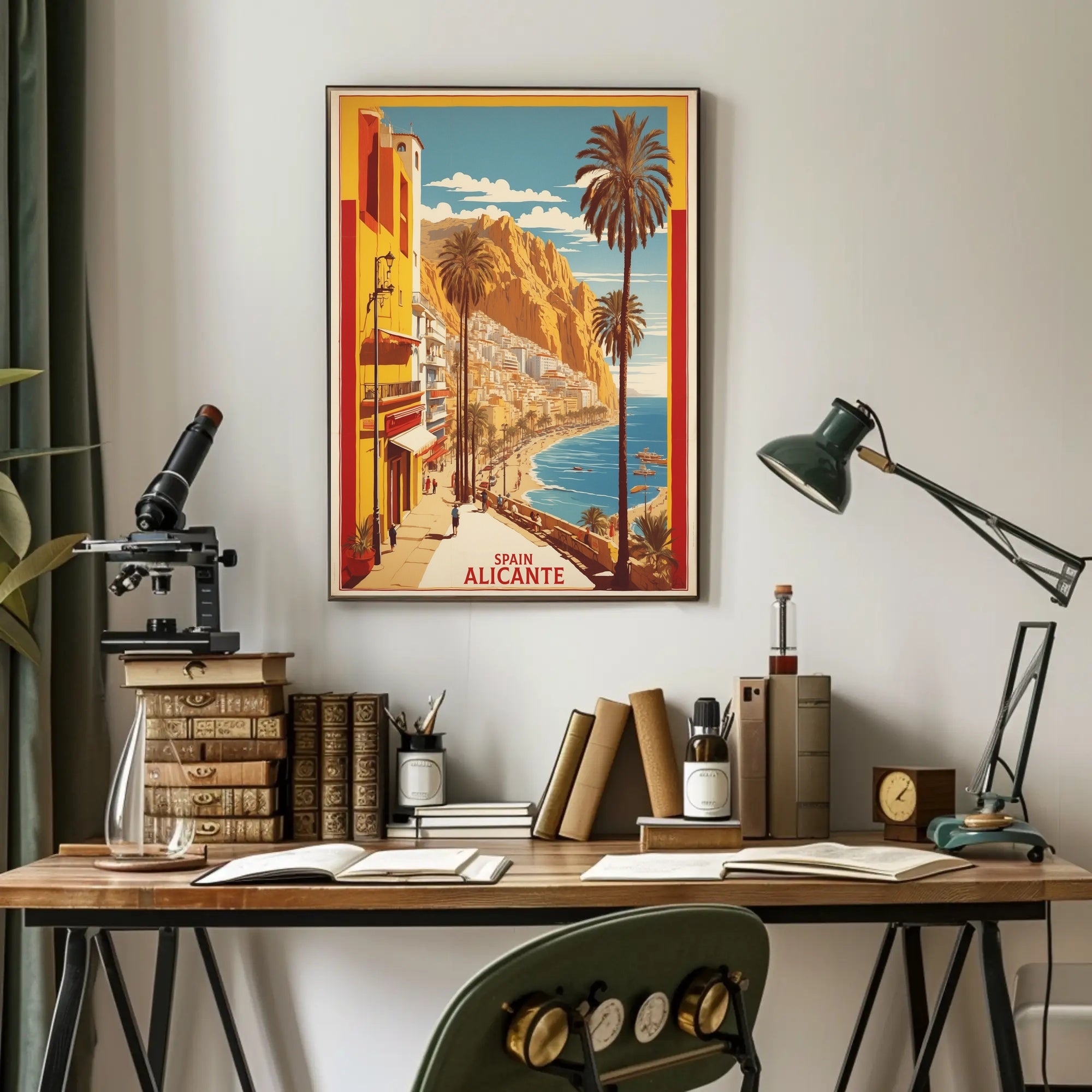 Sunny Alicante Coastal Vintage Travel Scene Poster PosterGoat