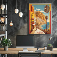 Sunny Alicante Coastal Vintage Travel Scene Poster PosterGoat