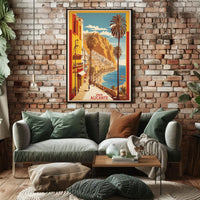 Sunny Alicante Coastal Vintage Travel Scene Poster PosterGoat