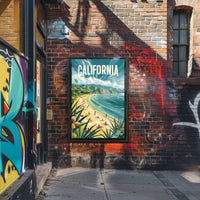 Sunny California Beach Scene Travel Poster PosterGoat