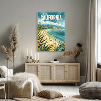Sunny California Beach Scene Travel Poster PosterGoat