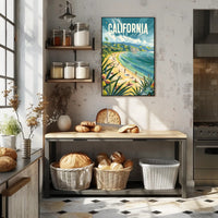 Sunny California Beach Scene Travel Poster PosterGoat