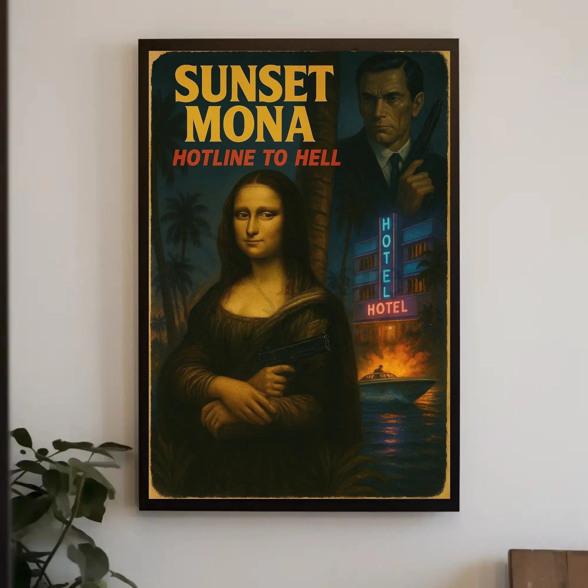 Sunset Mona Noir Thriller Retro Movie Pop Culture Poster PosterGoat
